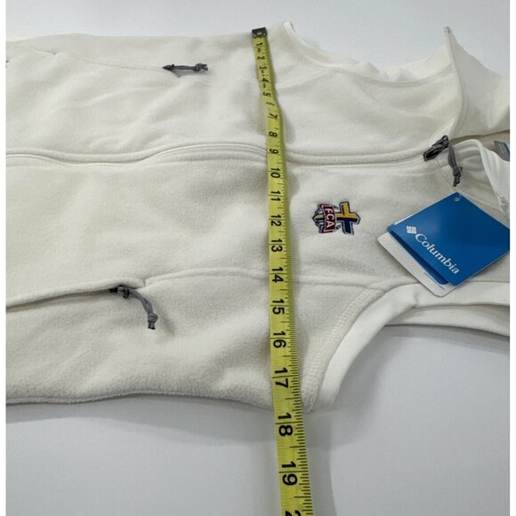 Columbia Fleece Vest Womens Medium Ivory Full Zip Give and Go Layer FCA Logo NEW - Picture 8 of 13